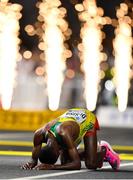 5 October 2019; Lelisa Desisa of Ethiopia after winning the Men's Marathon during day nine of the 17th IAAF World Athletics Championships Doha 2019 at the Corniche in Doha, Qatar. Photo by Sam Barnes/Sportsfile