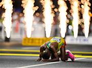 5 October 2019; Lelisa Desisa of Ethiopia after winning the Men's Marathon during day nine of the 17th IAAF World Athletics Championships Doha 2019 at the Corniche in Doha, Qatar. Photo by Sam Barnes/Sportsfile