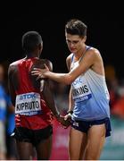 5 October 2019; Callum Hawkins of Great Britain and Amos Kipruto of Kenya shake hands after competing in the Men's Marathon during day nine of the 17th IAAF World Athletics Championships Doha 2019 at the Corniche in Doha, Qatar. Photo by Sam Barnes/Sportsfile