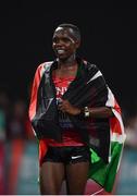 5 October 2019; Amos Kipruto of Kenya celebrates after finishing third in the Men's Marathon during day nine of the 17th IAAF World Athletics Championships Doha 2019 at the Corniche in Doha, Qatar. Photo by Sam Barnes/Sportsfile