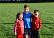 6 October 2019; Siblings, from left, Eabha, Odhran and Oisín McGuinness pictured at the Shelbourne Junior parkrun where Vhi hosted a special event to celebrate their partnership with parkrun Ireland. Vhi hosted a lively warm up routine which was great fun for children and adults alike. Crossing the finish line was a special experience as children were showered with bubbles and streamers to celebrate their achievement and each child received a gift. Junior parkrun in partnership with Vhi support local communities in organising free, weekly, timed 2km runs every Sunday at 9.30am. To register for a parkrun near you visit www.parkrun.ie. Photo by Piaras Ó Mídheach/Sportsfile