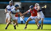 6 October 2019; Sean Moran of Cuala in action against Brian Bolger, right, and Rian McBride of St Vincents during the Dublin County Senior Club Hurling Championship semi-final match between St Vincents and Cuala at Parnell Park in Dublin. Photo by David Fitzgerald/Sportsfile