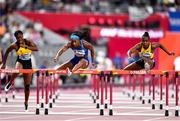 6 October 2019;  Kendra Harrison of USA, centre, and Megan Trapper of Jamaica, right, competing in Women's 100m Hurdles Semi-Finals during day ten of the 17th IAAF World Athletics Championships Doha 2019 at the Khalifa International Stadium in Doha, Qatar. Photo by Sam Barnes/Sportsfile