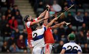 6 October 2019; Nicky Kenny, left, and Mark Schutte of Cuala in action against Rory Pocock of St Vincents during the Dublin County Senior Club Hurling Championship semi-final match between St Vincents and Cuala at Parnell Park in Dublin. Photo by David Fitzgerald/Sportsfile