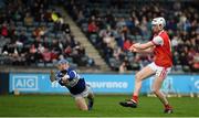 6 October 2019; Colm Cronin of Cuala scores his side's third goal during the Dublin County Senior Club Hurling Championship semi-final match between St Vincents and Cuala at Parnell Park in Dublin. Photo by David Fitzgerald/Sportsfile