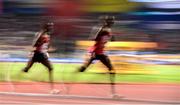 6 October 2019; Rhonex Kipruto of Kenya, right, on his way to winning a bronze medal, ahead of team-mate Rodgers Kwemoi  in the Men's 10,000m during day ten of the 17th IAAF World Athletics Championships Doha 2019 at the Khalifa International Stadium in Doha, Qatar. Photo by Sam Barnes/Sportsfile