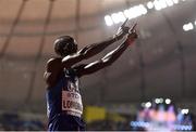 6 October 2019; Lopez Lomong of USA reacts after running a personal best in the Men's 10,000m during day ten of the 17th IAAF World Athletics Championships Doha 2019 at the Khalifa International Stadium in Doha, Qatar. Photo by Sam Barnes/Sportsfile
