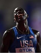 6 October 2019; Lopez Lomong of USA reacts after running a personal best in the Men's 10,000m during day ten of the 17th IAAF World Athletics Championships Doha 2019 at the Khalifa International Stadium in Doha, Qatar. Photo by Sam Barnes/Sportsfile