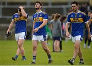 6 October 2019; A dejected Ryan McHugh of Kilcar, centre, with team-mates Matthew McClean and Mark McHugh after the Donegal County Senior Club Football Championship semi-final match between Kilcar and Gaoth Dobhair at MacCumhaill Park in Ballybofey, Donegal. Photo by Oliver McVeigh/Sportsfile