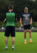 7 October 2019; Jordi Murphy with team physio Keith Fox during Ireland Rugby squad training session at Shirouzuoike Park in Fukuoka, Japan. Photo by Brendan Moran/Sportsfile