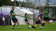 7 October 2019; Keith Earls with team doctor Dr Ciaran Cosgrove during Ireland Rugby squad training session at Shirouzuoike Park in Fukuoka, Japan. Photo by Brendan Moran/Sportsfile