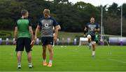 7 October 2019; Jordi Murphy with team physio Keith Fox during Ireland Rugby squad training session at Shirouzuoike Park in Fukuoka, Japan. Photo by Brendan Moran/Sportsfile