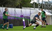 7 October 2019; Keith Earls with team doctor Dr Ciaran Cosgrove during Ireland Rugby squad training session at Shirouzuoike Park in Fukuoka, Japan. Photo by Brendan Moran/Sportsfile