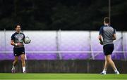 7 October 2019; Joey Carbery, left, and Jack Carty during Ireland Rugby squad training session at Shirouzuoike Park in Fukuoka, Japan. Photo by Brendan Moran/Sportsfile