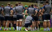 7 October 2019; Head coach Joe Schmidt speaks to his players during Ireland Rugby squad training session at Shirouzuoike Park in Fukuoka, Japan. Photo by Brendan Moran/Sportsfile