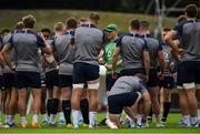 7 October 2019; Head coach Joe Schmidt speaks to his players during Ireland Rugby squad training session at Shirouzuoike Park in Fukuoka, Japan. Photo by Brendan Moran/Sportsfile