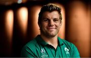 7 October 2019; Jordi Murphy poses for a portrait after an Ireland Rugby press conference at the Grand Hyatt in Fukuoka, Japan. Photo by Brendan Moran/Sportsfile