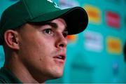 7 October 2019; Garry Ringrose during an Ireland Rugby press conference at the Grand Hyatt in Fukuoka, Japan. Photo by Brendan Moran/Sportsfile