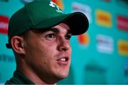 7 October 2019; Garry Ringrose during an Ireland Rugby press conference at the Grand Hyatt in Fukuoka, Japan. Photo by Brendan Moran/Sportsfile