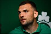 7 October 2019; Tadhg Beirne during an Ireland Rugby press conference at the Grand Hyatt in Fukuoka, Japan. Photo by Brendan Moran/Sportsfile