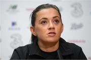 7 October 2019; Katie McCabe during a Republic of Ireland women's team press conference at the FAI National Training Centre in Abbotstown, Dublin.  Photo by Stephen McCarthy/Sportsfile