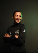 7 October 2019; Katie McCabe poses for a portrait prior to a Republic of Ireland women's team press conference at the FAI National Training Centre in Abbotstown, Dublin.  Photo by Stephen McCarthy/Sportsfile