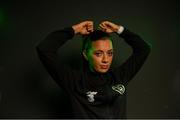7 October 2019; Katie McCabe poses for a portrait prior to a Republic of Ireland women's team press conference at the FAI National Training Centre in Abbotstown, Dublin.  Photo by Stephen McCarthy/Sportsfile