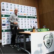 7 October 2019; Republic of Ireland manager Mick McCarthy arrives for a press conference at the FAI National Training Centre in Abbotstown, Dublin. Photo by Stephen McCarthy/Sportsfile