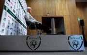 7 October 2019; Republic of Ireland's manager Mick McCarthy during a press conference at the FAI National Training Centre in Abbotstown, Dublin. Photo by Stephen McCarthy/Sportsfile