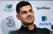 7 October 2019; Republic of Ireland's John Egan during a press conference at the FAI National Training Centre in Abbotstown, Dublin. Photo by Stephen McCarthy/Sportsfile