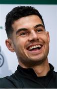 7 October 2019; Republic of Ireland's John Egan during a press conference at the FAI National Training Centre in Abbotstown, Dublin. Photo by Stephen McCarthy/Sportsfile