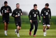 7 October 2019; Players, from left, John Egan, Jack Byrne, Aaron Connolly and Scott Hogan during a Republic of Ireland training session at the FAI National Training Centre in Abbotstown, Dublin. Photo by Stephen McCarthy/Sportsfile