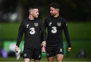 7 October 2019; Jack Byrne, left, and Sean Maguire during a Republic of Ireland training session at the FAI National Training Centre in Abbotstown, Dublin. Photo by Stephen McCarthy/Sportsfile