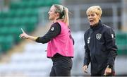 7 October 2019; Louise Quinn with manager Vera Pauw during a Republic of Ireland Women's team training session at Tallaght Stadium in Tallaght, Dublin.  Photo by Piaras Ó Mídheach/Sportsfile