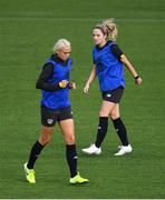 7 October 2019; Julie Ann Russell, right, and Stephanie Roche during a Republic of Ireland Women's team training session at Tallaght Stadium in Tallaght, Dublin.  Photo by Piaras Ó Mídheach/Sportsfile