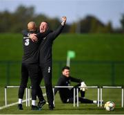 7 October 2019; Republic of Ireland goalkeeping coach Alan Kelly and Darren Randolph, left, celebrate during a Republic of Ireland training session at the FAI National Training Centre in Abbotstown, Dublin. Photo by Stephen McCarthy/Sportsfile