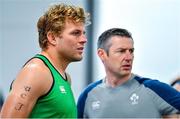 8 October 2019; Jordi Murphy with team physio Keith Fox during an Ireland Rugby squad gym session at Shirouzuoike Park in Fukuoka, Japan. Photo by Brendan Moran/Sportsfile