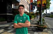 8 October 2019; Joey Carbery poses for a portrait after an Ireland Rugby press conference at the Grand Hyatt in Fukuoka, Japan. Photo by Brendan Moran/Sportsfile