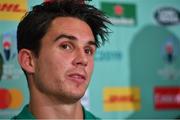 8 October 2019; Joey Carbery during an Ireland Rugby press conference at the Grand Hyatt in Fukuoka, Japan. Photo by Brendan Moran/Sportsfile