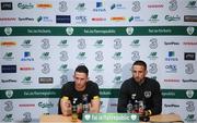 8 October 2019; Alan Browne, left, and Conor Hourihane during a Republic of Ireland press conference at the FAI National Training Centre in Abbotstown, Dublin. Photo by Stephen McCarthy/Sportsfile