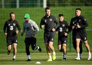 8 October 2019; Republic of Ireland players, from left, Glenn Whelan, Kevin Long, Alan Judge and Callum O'Dowda during a Republic of Ireland Training Session at the FAI National Training Centre in Abbotstown, Dublin. Photo by Harry Murphy/Sportsfile