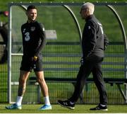 8 October 2019; Alan Browne and Republic of Ireland manager Mick McCarthy during a Republic of Ireland Training Session at the FAI National Training Centre in Abbotstown, Dublin. Photo by Harry Murphy/Sportsfile