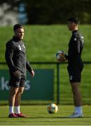 8 October 2019; Aaron Connolly and Callum O'Dowda during a Republic of Ireland Training Session at the FAI National Training Centre in Abbotstown, Dublin. Photo by Harry Murphy/Sportsfile