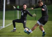 8 October 2019; Kieran O'Hara and James Collins, right, during a Republic of Ireland training session at the FAI National Training Centre in Abbotstown, Dublin. Photo by Stephen McCarthy/Sportsfile