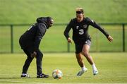 8 October 2019; Callum Robinson and Republic of Ireland assistant coach Terry Connor during a Republic of Ireland training session at the FAI National Training Centre in Abbotstown, Dublin. Photo by Stephen McCarthy/Sportsfile