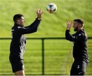 8 October 2019; John Egan, left, and Matt Doherty during a Republic of Ireland training session at the FAI National Training Centre in Abbotstown, Dublin. Photo by Stephen McCarthy/Sportsfile