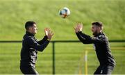 8 October 2019; John Egan, left, and Matt Doherty during a Republic of Ireland training session at the FAI National Training Centre in Abbotstown, Dublin. Photo by Stephen McCarthy/Sportsfile