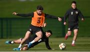 8 October 2019; Sean Maguire, left, and Josh Cullen during a Republic of Ireland training session at the FAI National Training Centre in Abbotstown, Dublin. Photo by Stephen McCarthy/Sportsfile