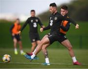 8 October 2019; Alan Browne and Aaron Connolly, right, during a Republic of Ireland training session at the FAI National Training Centre in Abbotstown, Dublin. Photo by Stephen McCarthy/Sportsfile