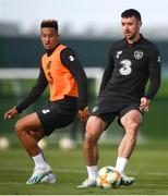 8 October 2019; Enda Stevens and Callum Robinson, left, during a Republic of Ireland training session at the FAI National Training Centre in Abbotstown, Dublin. Photo by Stephen McCarthy/Sportsfile